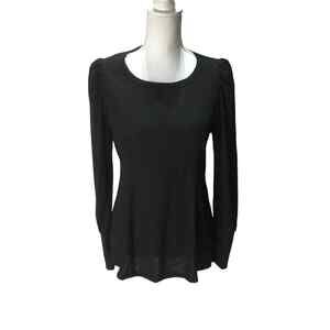 Status By Cheanult Women’s Black Puff Shoulder Long Sleeve Top Size M NWOT